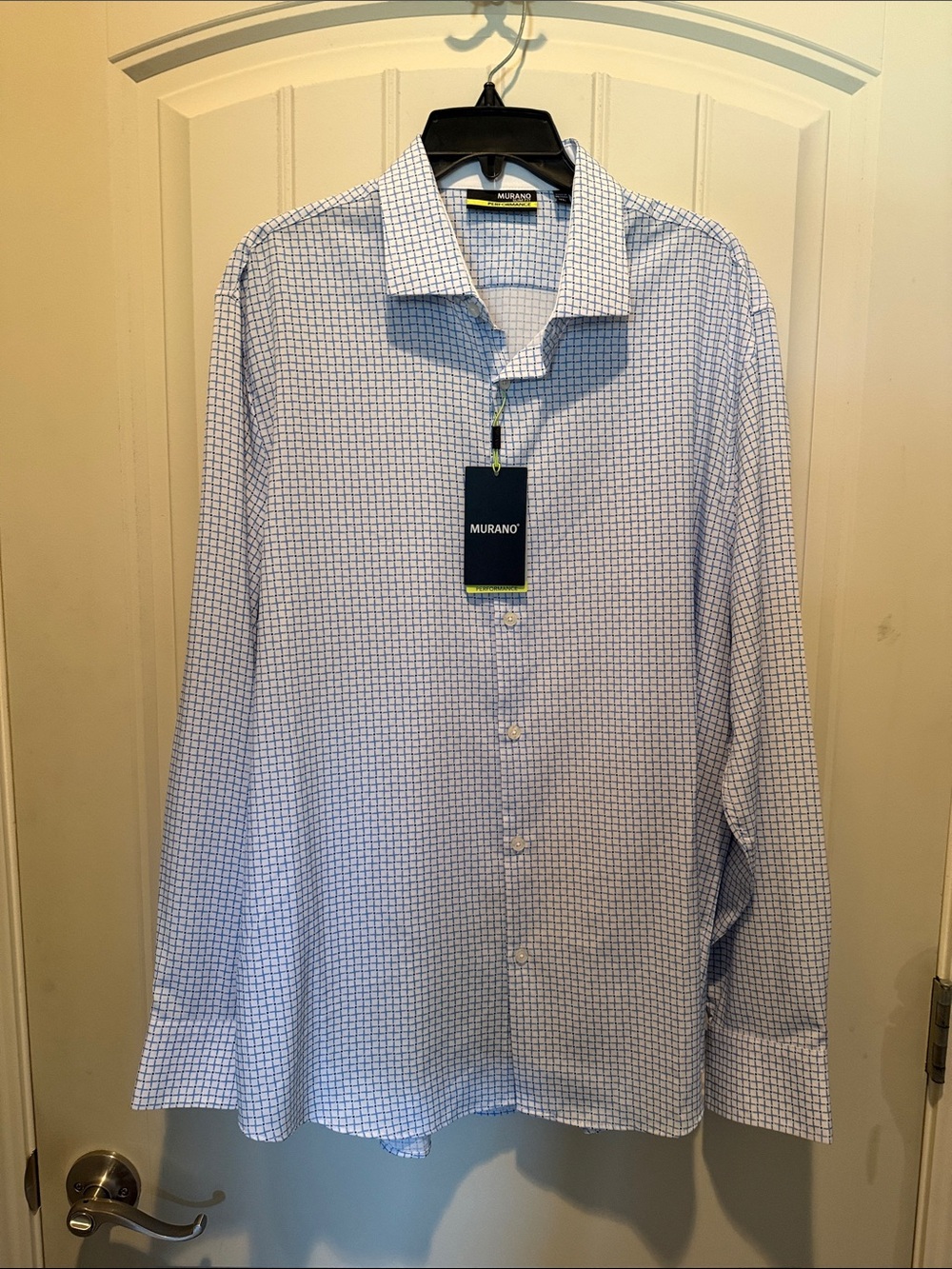 Murano Men’s Light Blue Grid Dress Shirt